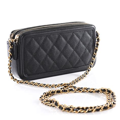 chanel caviar quilted cc filigree clutch with chain black|Wallets on Chain .